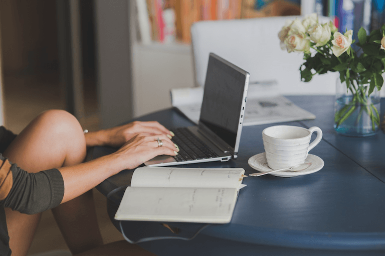 A person using a laptop.