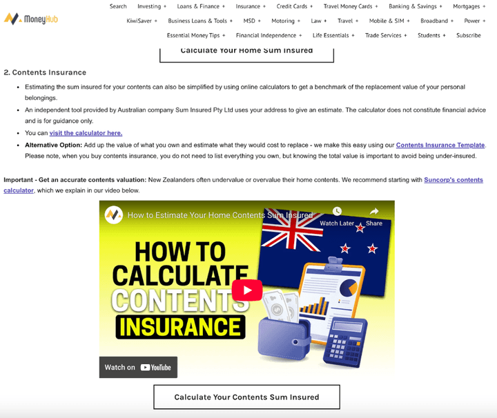 Moneyhub Contents Insurance