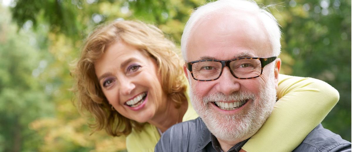 A happy elderly couple.